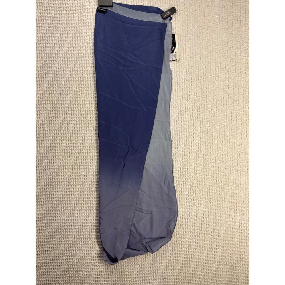 [Minimalist] Women Kavita Painted Silks Ombre Crepe Scarf 10x70 Blue